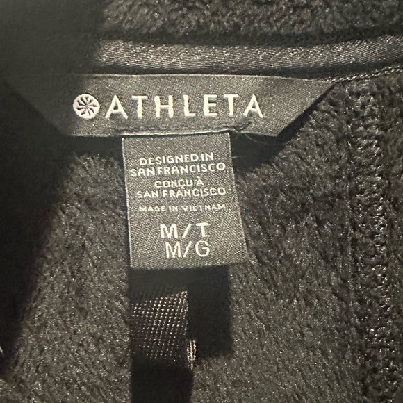 Athleta Recover Stretch Fleece Full Zipped Jacket size medium tall BLACK - Picture 4 of 9